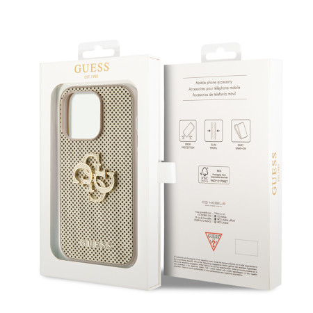 Husa pentru iPhone 15 Pro - Guess Leather Perforated 4G (GUHCP15LPSP4LGD) - Gold