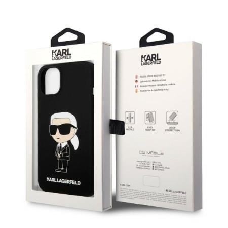 Husa pentru iPhone 15 / iPhone 14 / iPhone 13 - Karl Lagerfeld Silicone MagSafe (KLHMP14SSNIKBCK) - Ikonik