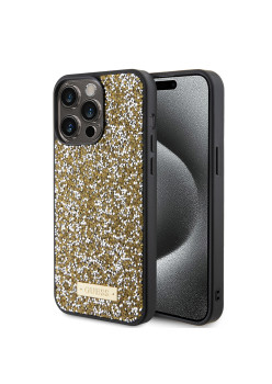 Husa pentru iPhone 15 Pro - Rhinestone Metal Logo (GUHCP15XPFGSBSD) - Yellow