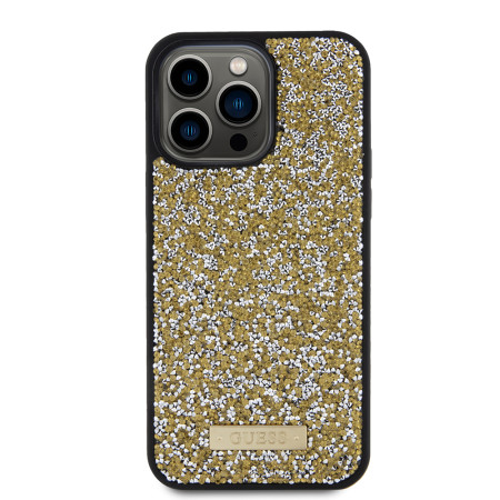 Husa pentru iPhone 15 Pro - Rhinestone Metal Logo (GUHCP15XPFGSBSD) - Yellow