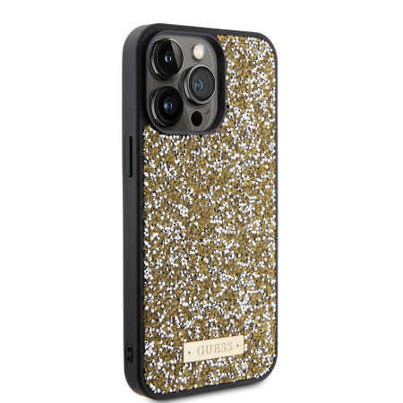 Husa pentru iPhone 15 Pro - Rhinestone Metal Logo (GUHCP15XPFGSBSD) - Yellow