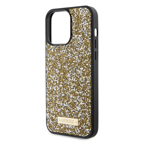 Husa pentru iPhone 15 Pro - Rhinestone Metal Logo (GUHCP15XPFGSBSD) - Yellow