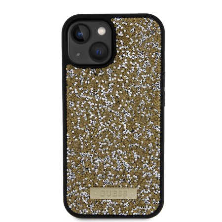 Husa pentru iPhone 15 / iPhone 14 / iPhone 13 - Rhinestone Metal Logo (GUHCP15SPFGSBSD) - Yellow