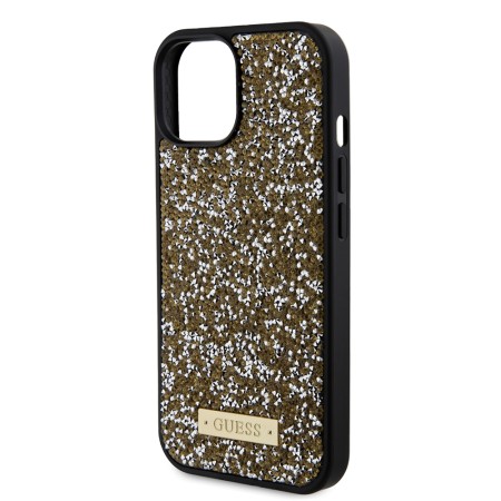 Husa pentru iPhone 15 / iPhone 14 / iPhone 13 - Rhinestone Metal Logo (GUHCP15SPFGSBSD) - Yellow