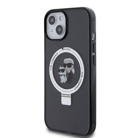 Husa pentru iPhone 15 / iPhone 14 / iPhone 13 - Karl Lagerfeld Hardcase Ring Stand MagSafe (KLHMP15SHMRSKCK) - KarlandChoupette