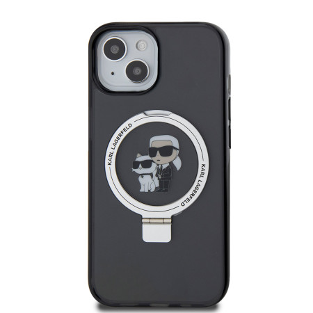 Husa pentru iPhone 15 / iPhone 14 / iPhone 13 - Karl Lagerfeld Hardcase Ring Stand MagSafe (KLHMP15SHMRSKCK) - KarlandChoupette