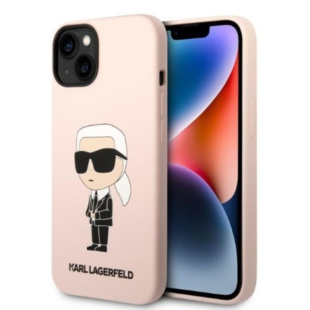 Husa pentru iPhone 15 / iPhone 14 / iPhone 13 - Karl Lagerfeld Silicone MagSafe (KLHMP14SSNIKBCP) - Pink Ikonik