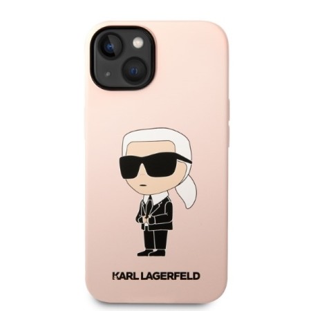 Husa pentru iPhone 15 / iPhone 14 / iPhone 13 - Karl Lagerfeld Silicone MagSafe (KLHMP14SSNIKBCP) - Pink Ikonik