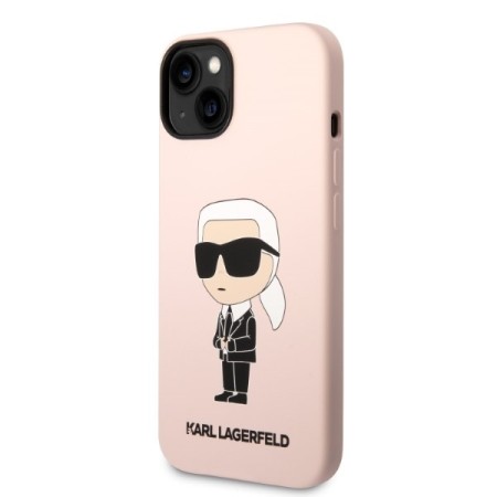 Husa pentru iPhone 15 / iPhone 14 / iPhone 13 - Karl Lagerfeld Silicone MagSafe (KLHMP14SSNIKBCP) - Pink Ikonik