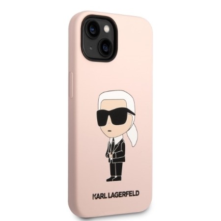 Husa pentru iPhone 15 / iPhone 14 / iPhone 13 - Karl Lagerfeld Silicone MagSafe (KLHMP14SSNIKBCP) - Pink Ikonik