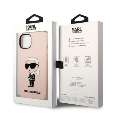 Husa pentru iPhone 15 / iPhone 14 / iPhone 13 - Karl Lagerfeld Silicone MagSafe (KLHMP14SSNIKBCP) - Pink Ikonik