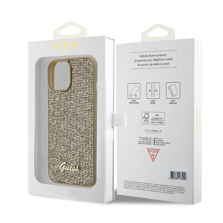 Husa pentru iPhone 15 / iPhone 14 / iPhone 13 - Disco Metal Script (GUHCP15SPMSDGSD) - Gold