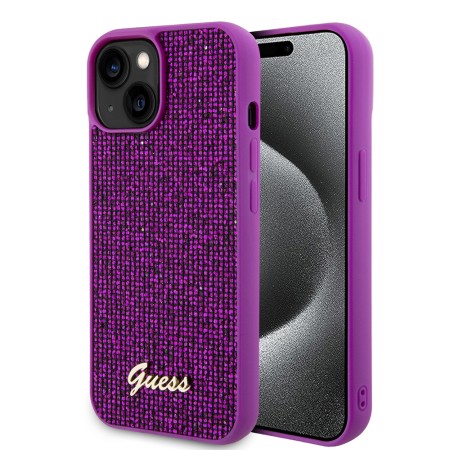 Husa pentru iPhone 15 / iPhone 14 / iPhone 13 - Disco Metal Script (GUHCP15SPMSDGSF) - Fuchsia