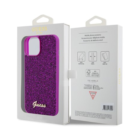 Husa pentru iPhone 15 / iPhone 14 / iPhone 13 - Disco Metal Script (GUHCP15SPMSDGSF) - Fuchsia