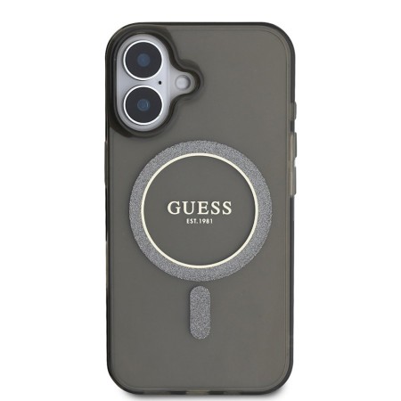 Husa pentru iPhone 16 - Guess IML Glitter Circle MagSafe (GUHMP16SHFGEREK) - Black