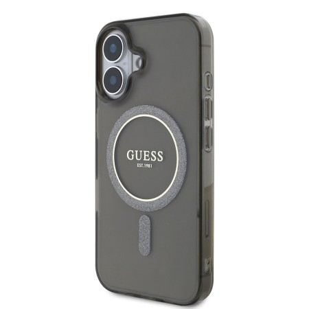 Husa pentru iPhone 16 - Guess IML Glitter Circle MagSafe (GUHMP16SHFGEREK) - Black