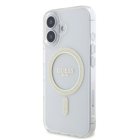 Husa pentru iPhone 16 Pro - Guess IML Glitter Circle MagSafe (GUHMP16LHFGERET) - Clear