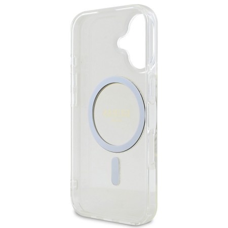 Husa pentru iPhone 16 Pro - Guess IML Glitter Circle MagSafe (GUHMP16LHFGERET) - Clear