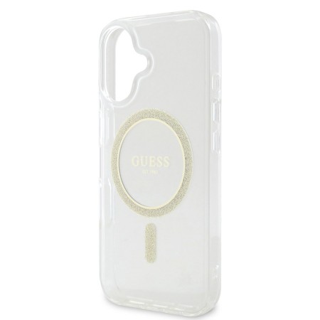 Husa pentru iPhone 16 Pro - Guess IML Glitter Circle MagSafe (GUHMP16LHFGERET) - Clear