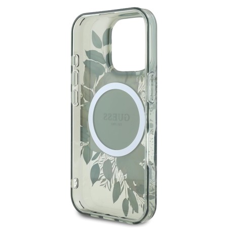 Husa pentru iPhone 16 Pro Max - Guess IML Flower and Tonal Circle MagSafe (GUHMP16XHFWBDCEN) - Green