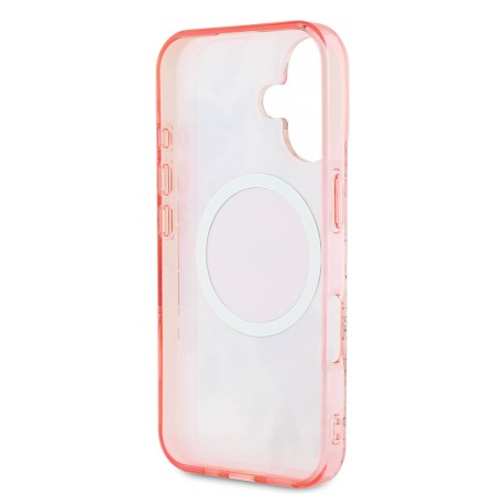 Husa pentru iPhone 16 - Guess IML Flower and Tonal Circle MagSafe (GUHMP16SHFWBDCEP) - Pink