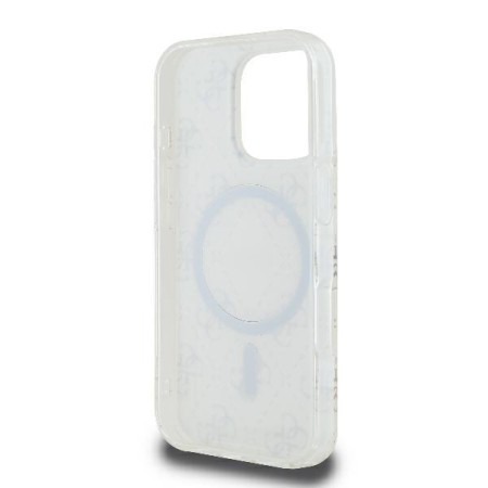 Husa pentru iPhone 16 Pro Max - Guess IML 4G Background MagSafe (GUHMP16XH4DTEH) - White