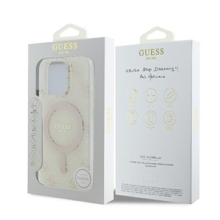 Husa pentru iPhone 16 Pro Max - Guess IML 4G Background MagSafe (GUHMP16XH4DTEH) - White