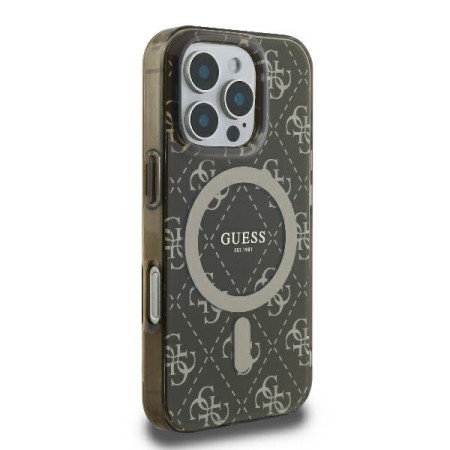 Husa pentru iPhone 16 Pro - Guess IML 4G Background MagSafe (GUHMP16LH4DTEW) - Brown