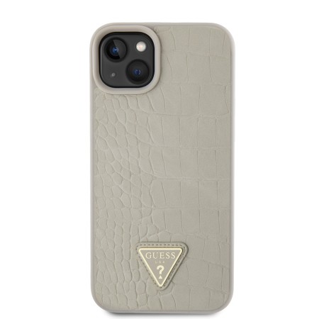 Husa pentru iPhone 15 / iPhone 14 / iPhone 13 - Croco Triangle Metal Logo (GUHCP15SPCRTHCD) - Gold