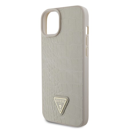 Husa pentru iPhone 15 / iPhone 14 / iPhone 13 - Croco Triangle Metal Logo (GUHCP15SPCRTHCD) - Gold