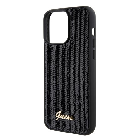 Husa pentru iPhone 15 Pro Max - Sequin Script Metal (GUHCP15XPSFDGSK) - Black