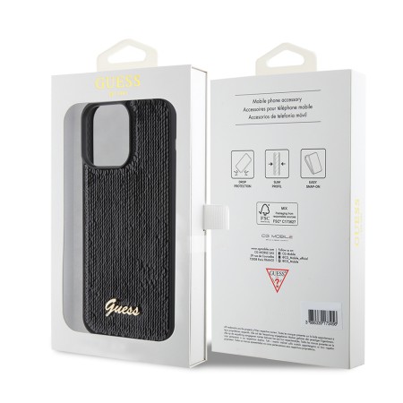 Husa pentru iPhone 15 Pro Max - Sequin Script Metal (GUHCP15XPSFDGSK) - Black