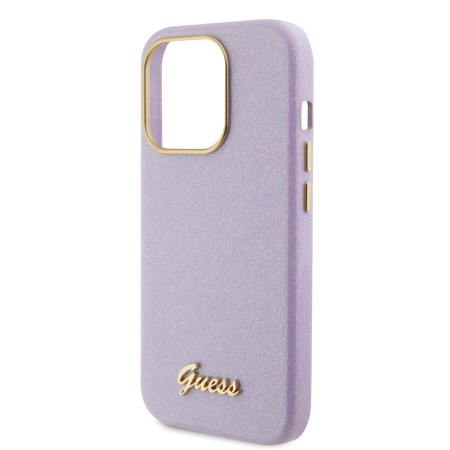 Husa pentru iPhone 15 Pro - Guess Glitter Glossy Script (GUHCP15LPGMCSL) - Light Purple