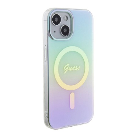 Husa pentru iPhone 15 Plus / iPhone 14 Plus - Guess IML Iridescent MagSafe (GUHMP15MHITSQ) - Turquoise