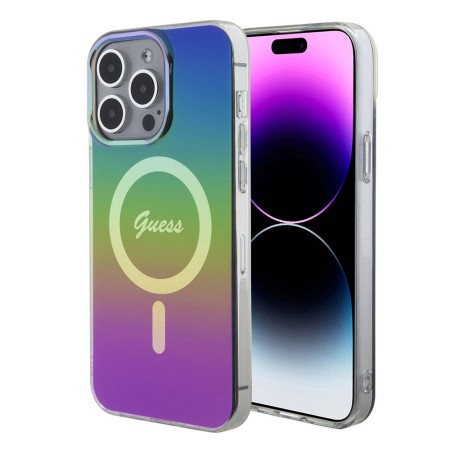 Husa pentru iPhone 15 Pro - Guess IML Iridescent MagSafe (GUHMP15LHITSK) - Rainbow