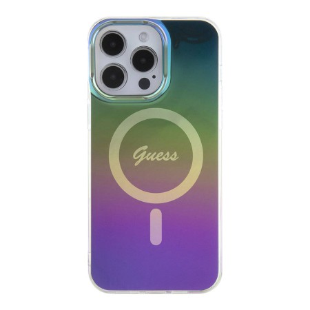 Husa pentru iPhone 15 Pro - Guess IML Iridescent MagSafe (GUHMP15LHITSK) - Rainbow