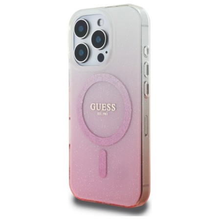 Husa pentru iPhone 16 Pro Max - Guess IML Glitter Gradient MagSafe (GUHMP16XHGRCELP) - Pink