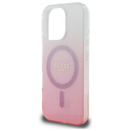 Husa pentru iPhone 16 Pro Max - Guess IML Glitter Gradient MagSafe (GUHMP16XHGRCELP) - Pink