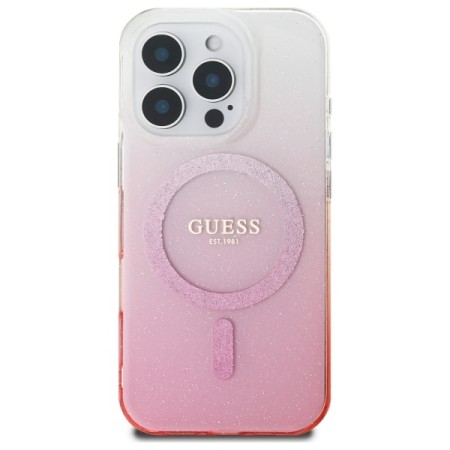 Husa pentru iPhone 16 Pro Max - Guess IML Glitter Gradient MagSafe (GUHMP16XHGRCELP) - Pink