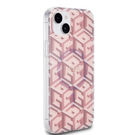 Husa pentru iPhone 15 Plus / iPhone 14 Plus - Guess IML GCube MagSafe (GUHMP15MHGCUSTGP) - Pink