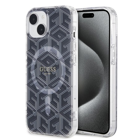 Husa pentru iPhone 15 Plus / iPhone 14 Plus - Guess IML GCube MagSafe (GUHMP15MHGCUSTGK) - Black