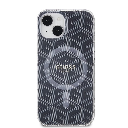 Husa pentru iPhone 15 Plus / iPhone 14 Plus - Guess IML GCube MagSafe (GUHMP15MHGCUSTGK) - Black