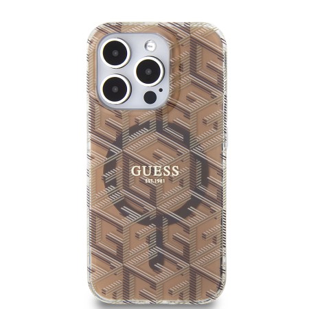 Husa pentru iPhone 15 Pro - Guess IML GCube MagSafe (GUHMP15LHGCUSTGW) - Brown