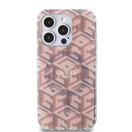 Husa pentru iPhone 15 Pro - Guess IML GCube MagSafe (GUHMP15LHGCUSTGP) - Pink