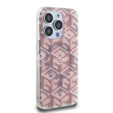 Husa pentru iPhone 15 Pro - Guess IML GCube MagSafe (GUHMP15LHGCUSTGP) - Pink