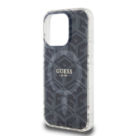 Husa pentru iPhone 15 Pro - Guess IML GCube MagSafe (GUHMP15LHGCUSTGK) - Black