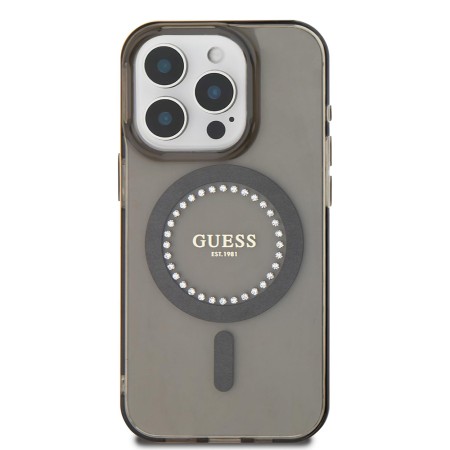 Husa pentru iPhone 16 Pro - Guess IML Rhinestones MagSafe (GUHMP16LPFTDTEK) - Black