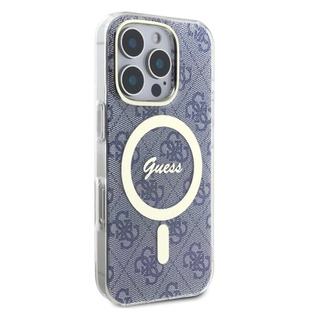 Husa pentru iPhone 16 Pro Max - Guess IML 4G MagSafe (GUHMP16XH4STB) - Blue