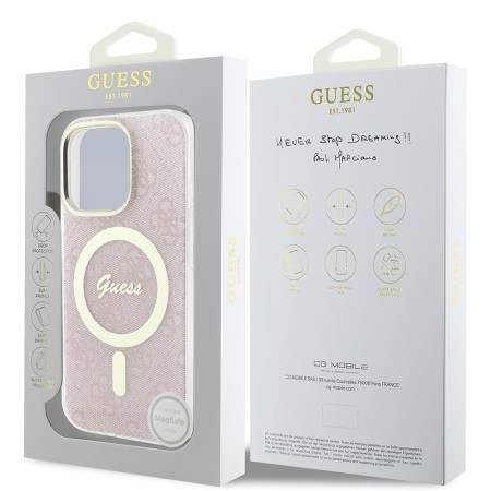 Husa pentru iPhone 16 Pro Max - Guess IML 4G MagSafe (GUHMP16XH4STP) - Pink