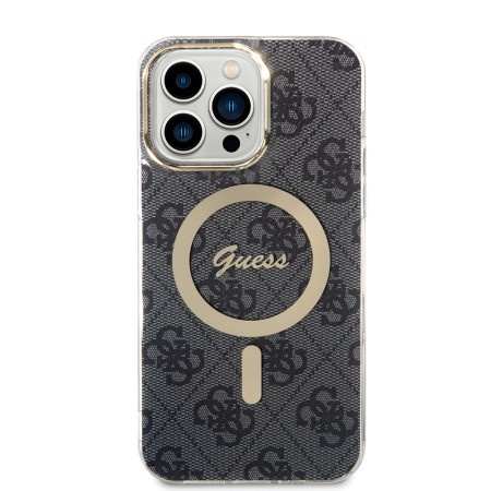 Husa pentru iPhone 16 - Guess IML 4G MagSafe (GUHMP16SH4STK) - Black